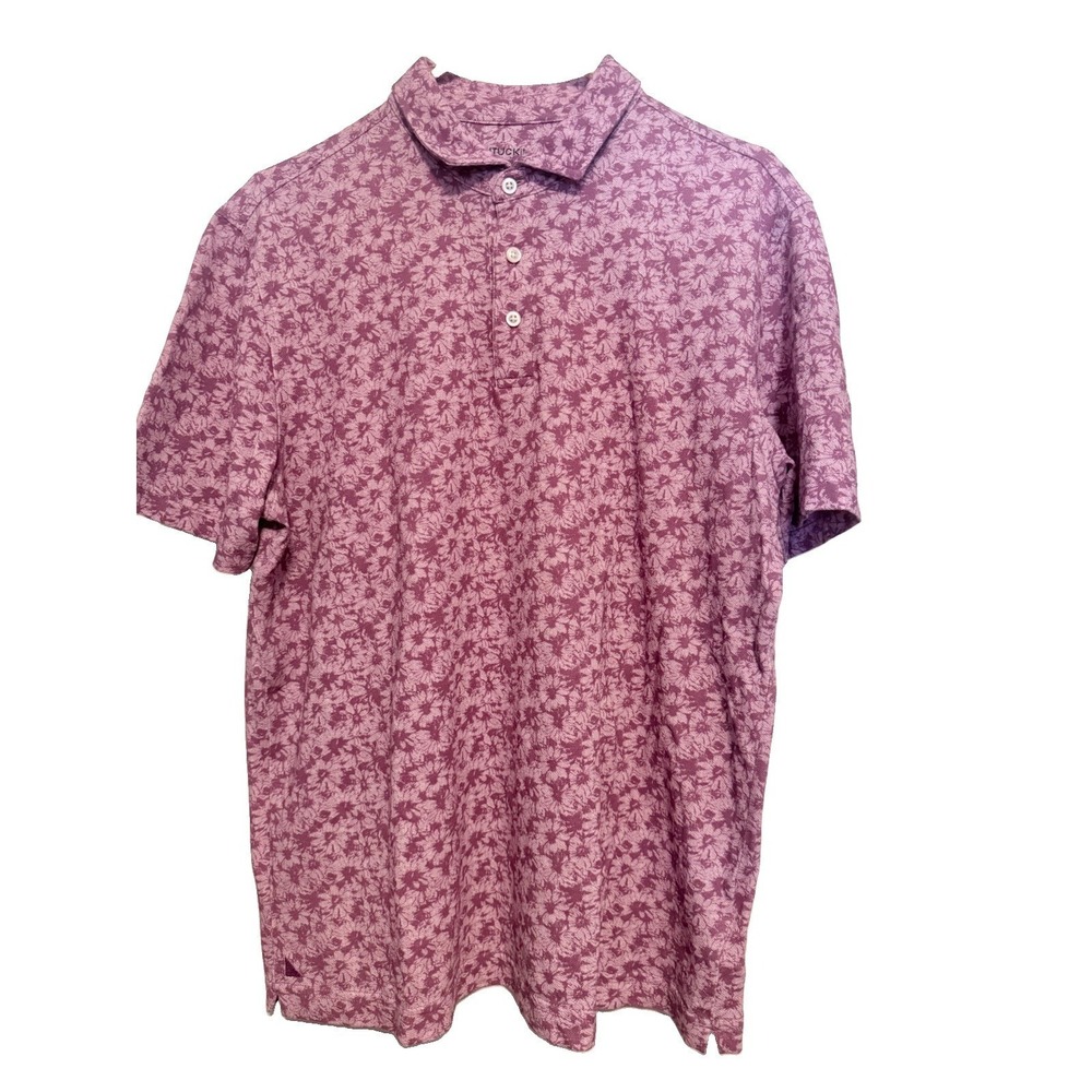 UNTUCKit Mens Purple Floral Pima Cotton Short Sleeve Polo Shirt Medium MPN 0021